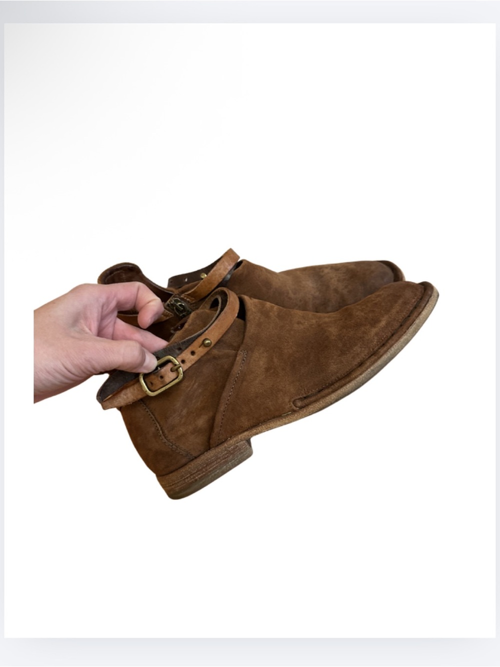 A.S. 98 Free People Felix Brown Suede Leather Belted Ankle Boot